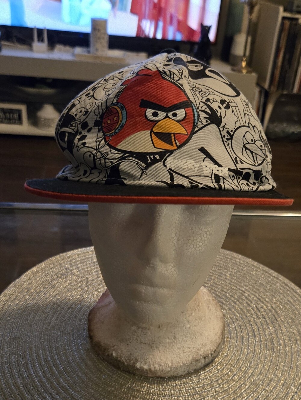 Angry Birds H&M Boys Snapback Hat Size 8-10Y Red Bird DJ Graphics Flat Bill Cap
